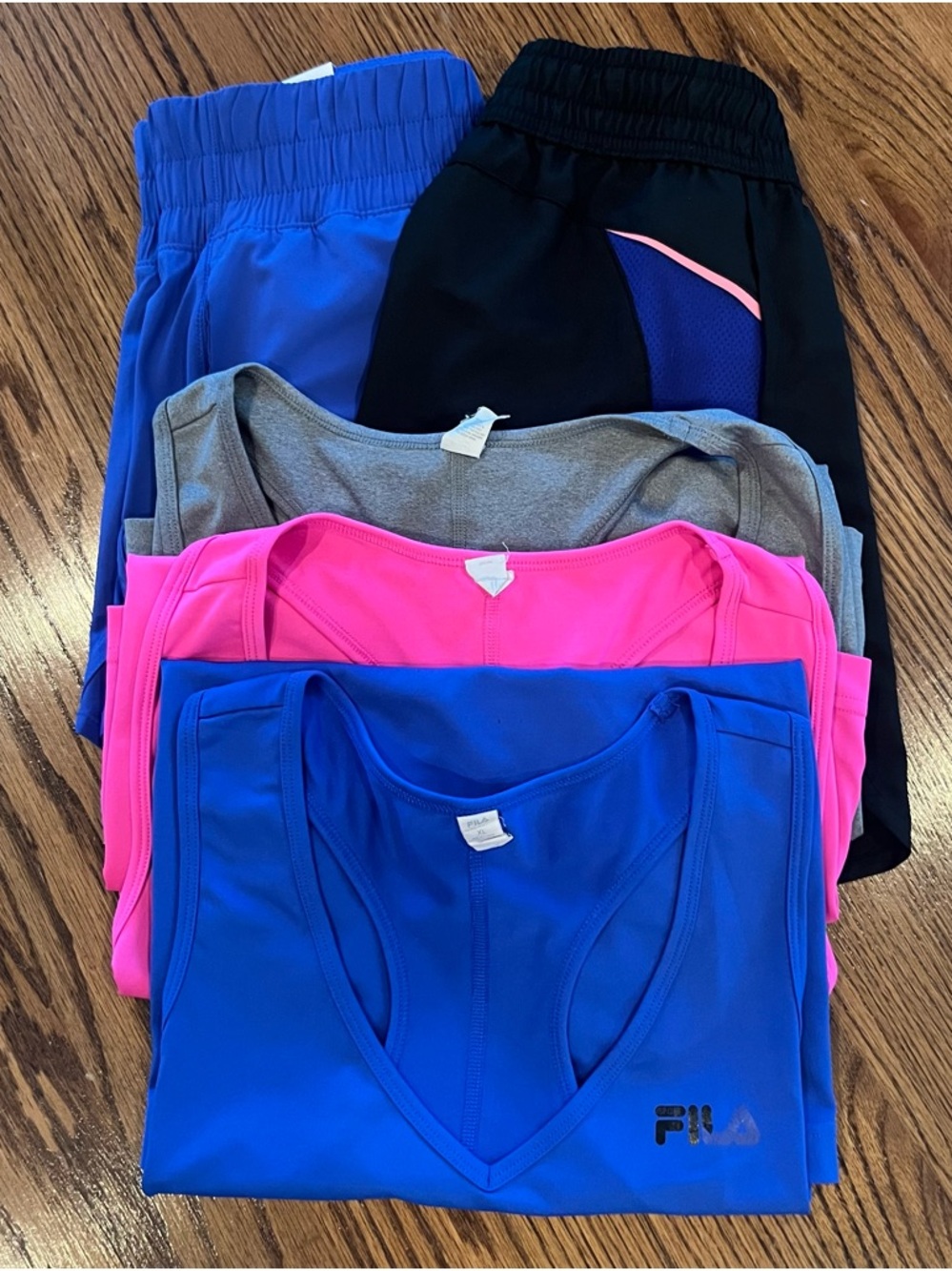 FILA Women’s Blue Athletic Tank and Shorts Set - Blue, Pink, Gray, Black